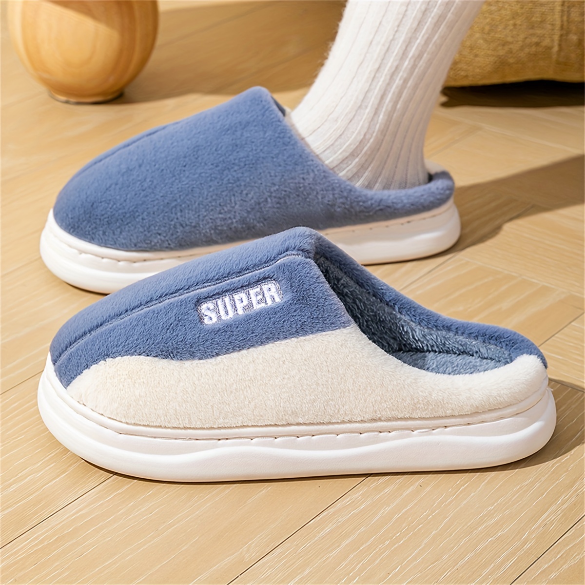 Cute High-Quality Plush Winter Slippers, Comfortable Warm Flat Fluffy Shoes, Cozy Home Bedroom Slippers, Soft Sole Plush Slippers, Women's Indoor Slippers, Women Shoes
