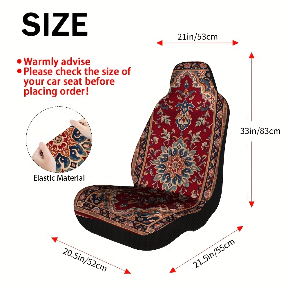 TEMU Set Of 2, Persian-inspired Geometric Pattern Car Seat Covers, Suitable For Most Sedan And Suv Front Seats, Perfect For Enhancing During Long , A