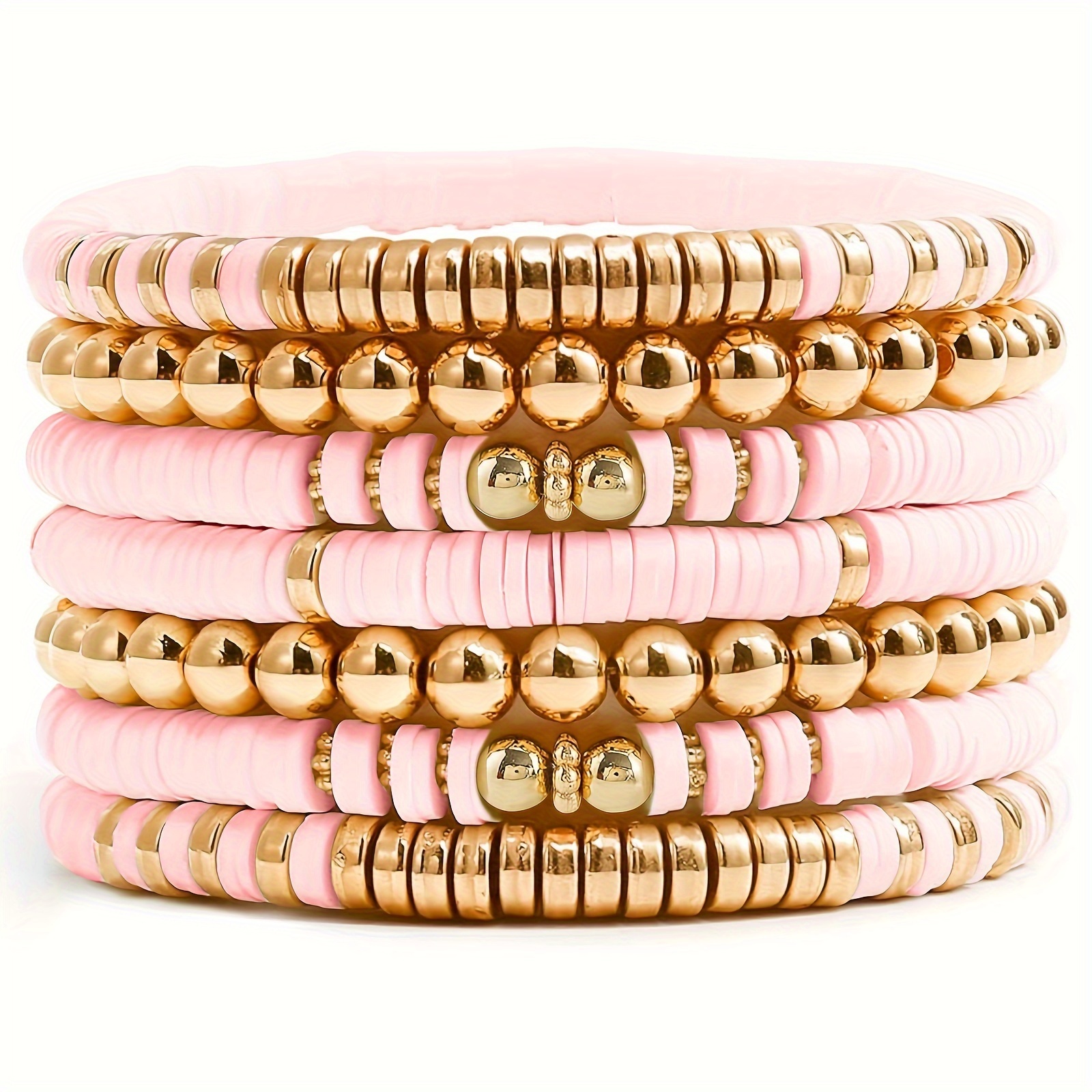 Golden Clay Bead Elastic Bangle Bohemian Style Bracelet