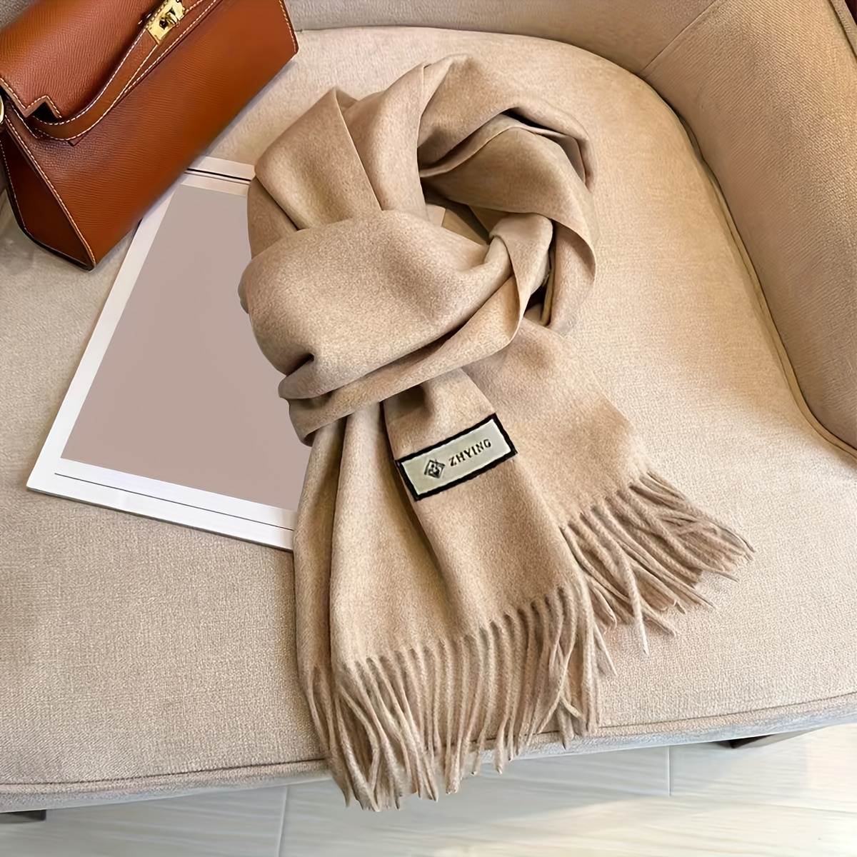 TEMU 1 sciarpa spessa a - Scialle invernale versatile, confortevole con frange, sia per che per donne, sciarpa stile , abbigliamento , a , regali di