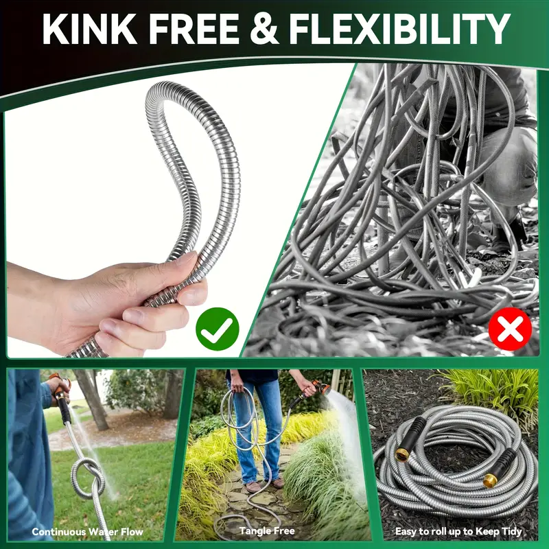 heavy duty 50ft extra long garden hose flexible lightweight coil with leak proof threads 3 4 inch diameter outdoor hose for yard lawn garden car washing ideal for residential commercial use Product details 1