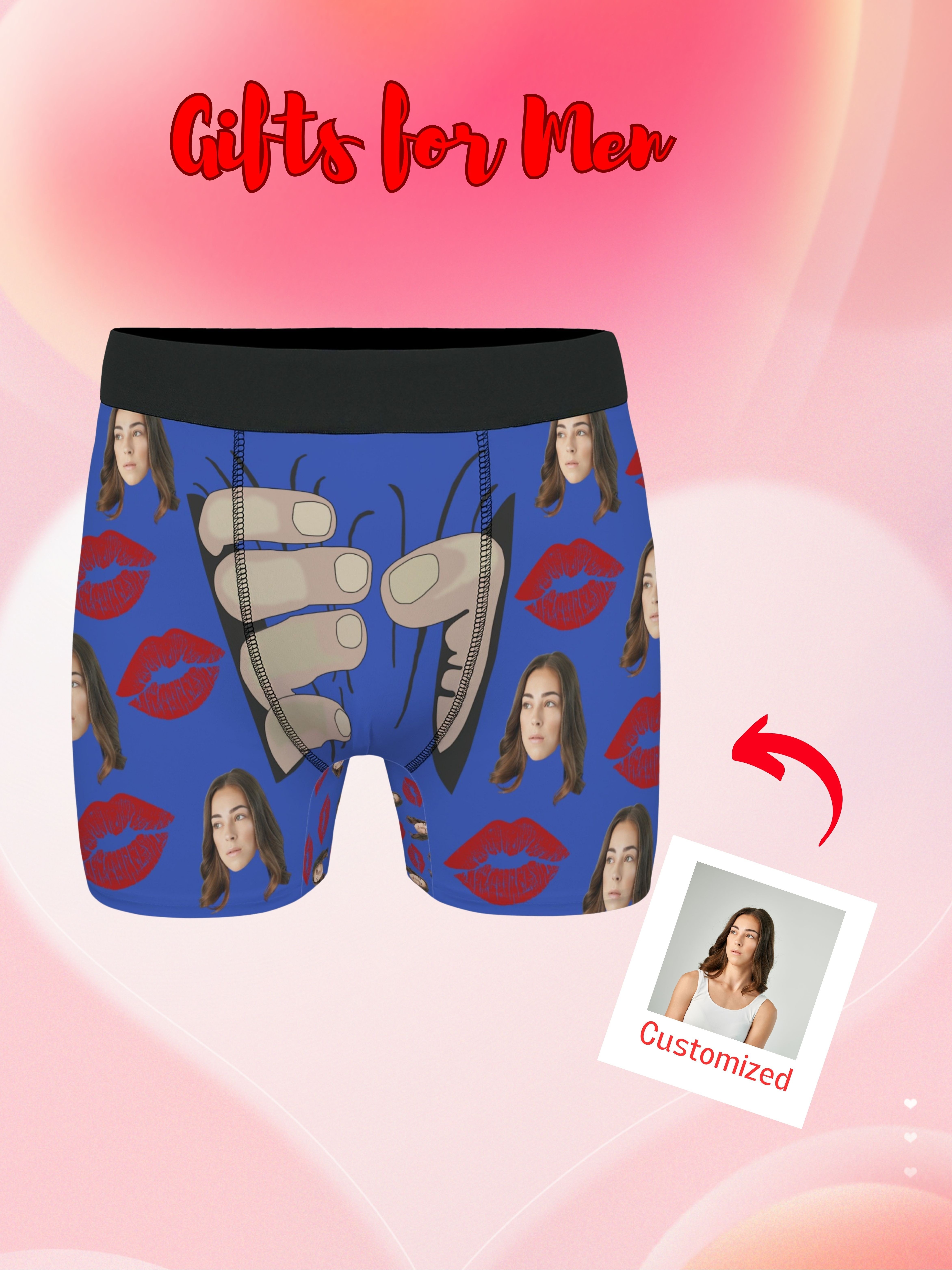 Custom Boxer With Couple Face, Personalized Boxer Briefs, Personalized Face Boxe