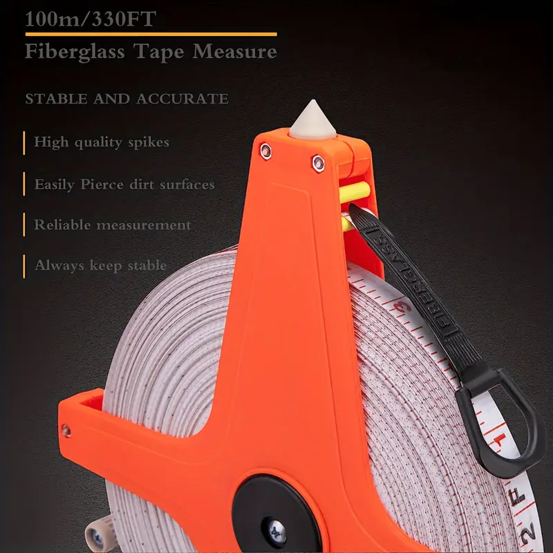330ft dual sided fiberglass tape measure 1 2 wide ergonomic handle for engineers outdoor use details 3