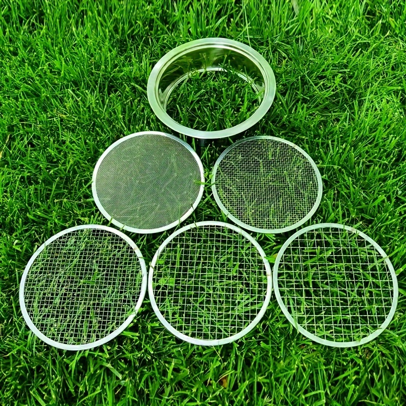 

Stainless Steel Soil Sieve Set With 5 Interchangeable Mesh (1mm, 3mm, 6mm, 9mm, 12mm) Garden Sifting Screen For Dirt, Sand, Rock, Filtration, Compost And Bonsai