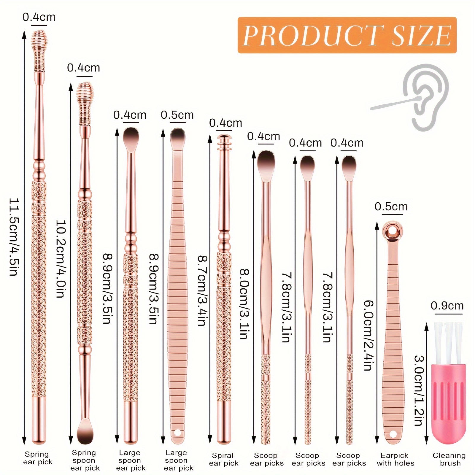 Image of 10in 1 Ear Clean Tools Made Of Stainless Steel With Storage Box