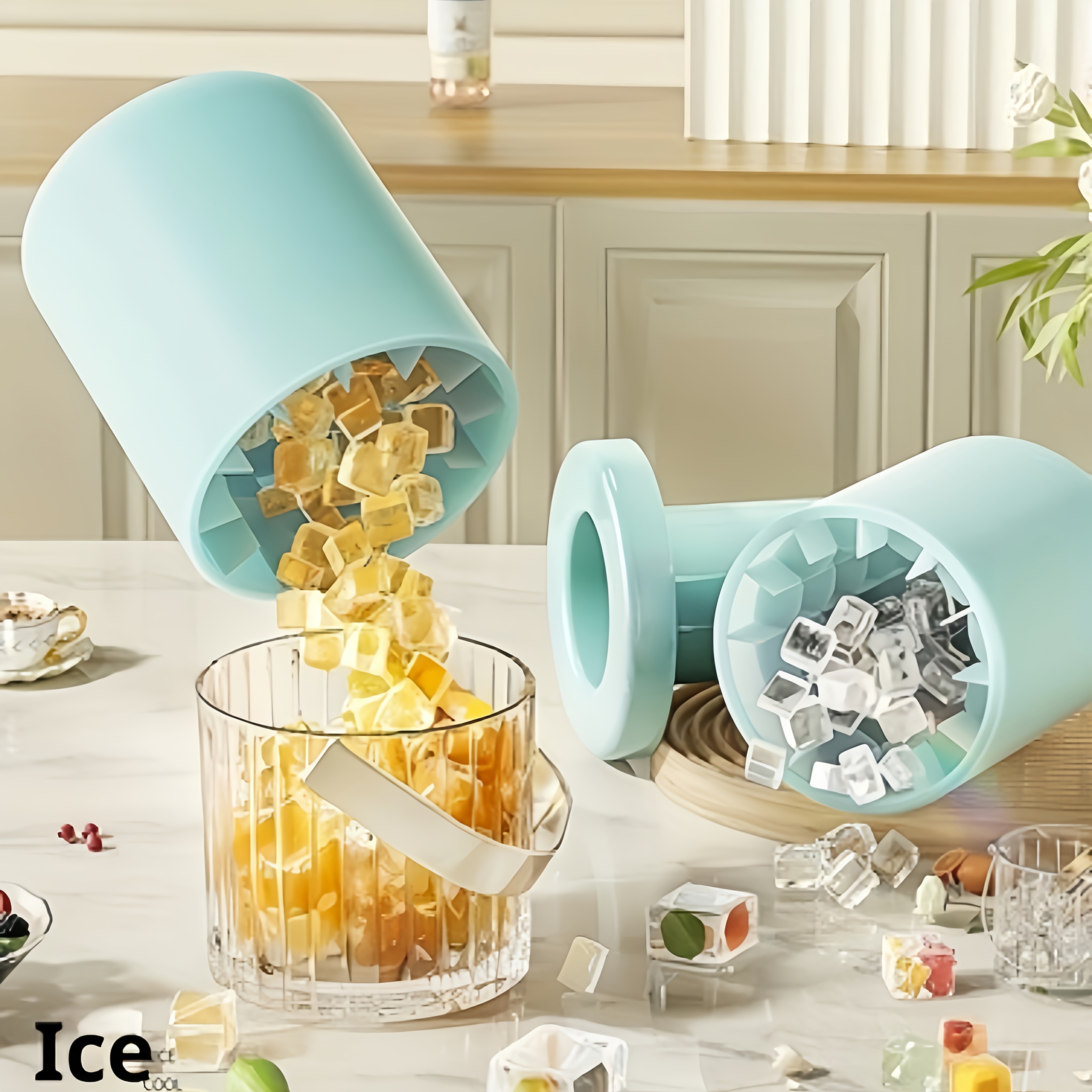 1pc Quick Freeze Silicone Ice Cube Trays - Easy to Use, Durable Plastic Molds for Perfectly Shaped Ice, Ideal for fruit juice, Ice Buckets & Cylindrical Cups, fruit juice Accessories,Suitable for Thanksgiving, Halloween, Christmas