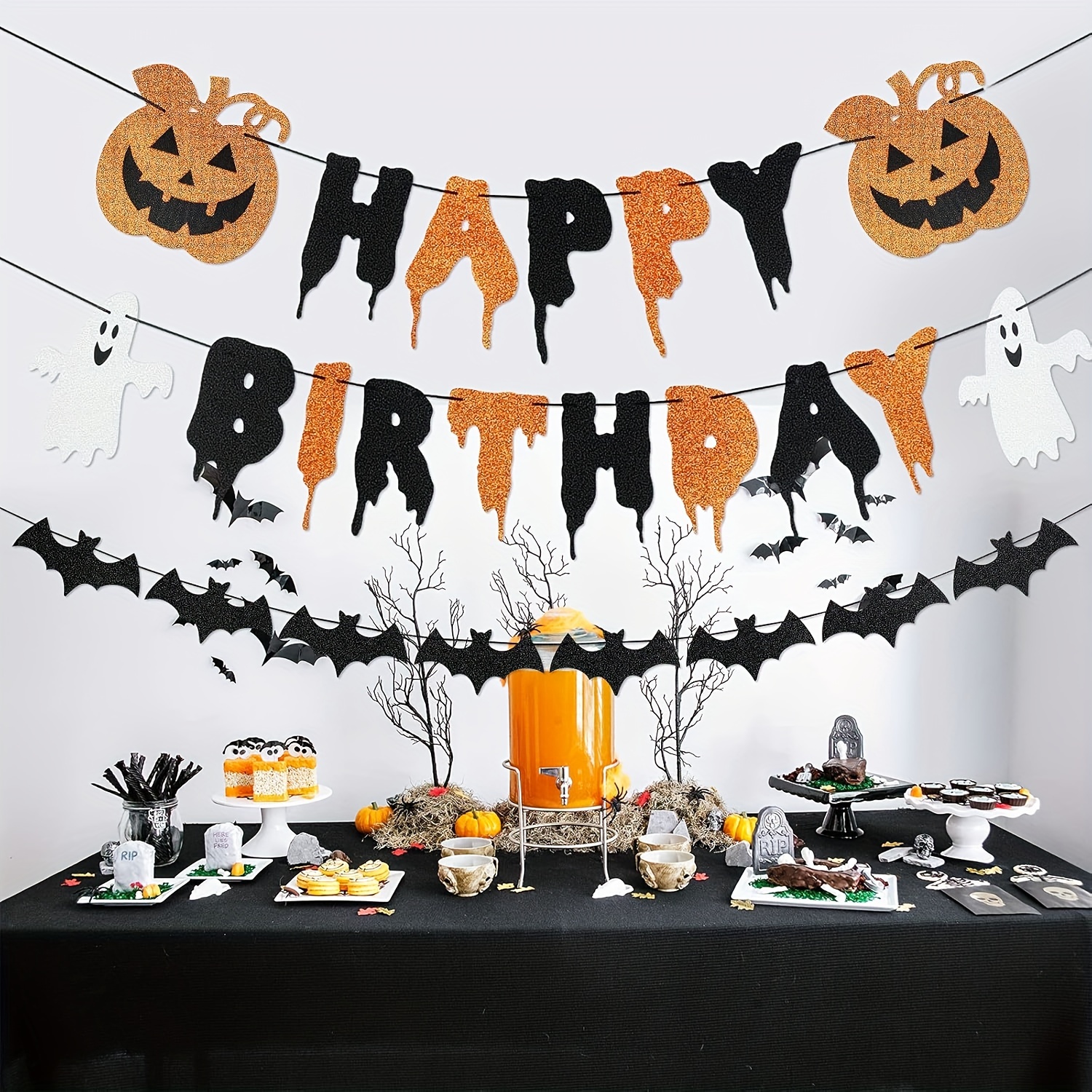 Halloween " " & , Bunting Bat , Halloween Decor For & , , Decor