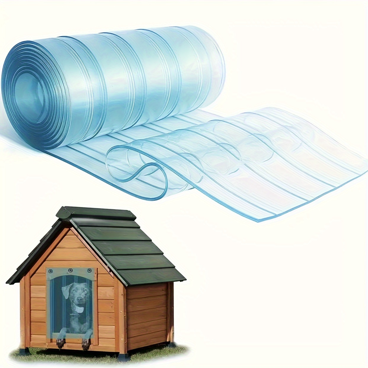 

1 Roll Pvc Strip Curtain For Pet House, Anti-static, Transparent, Windproof, Dust-proof Door Cover, Easy To Cut And Install