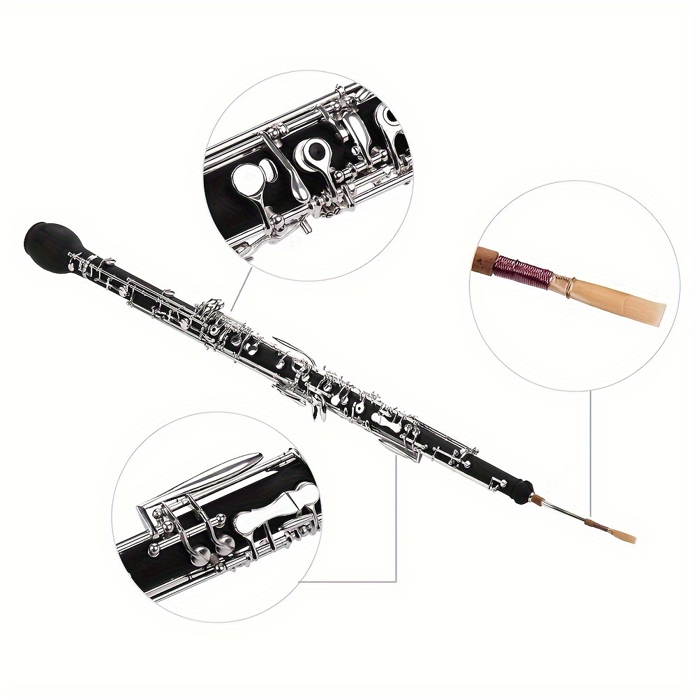 Professional English Horn Alto Oboe F Key Synthetic Wood Body Silver Plated Keys Woodwind Instrument With Reed Gloves Cleaning Cloth Case Carry Mini S