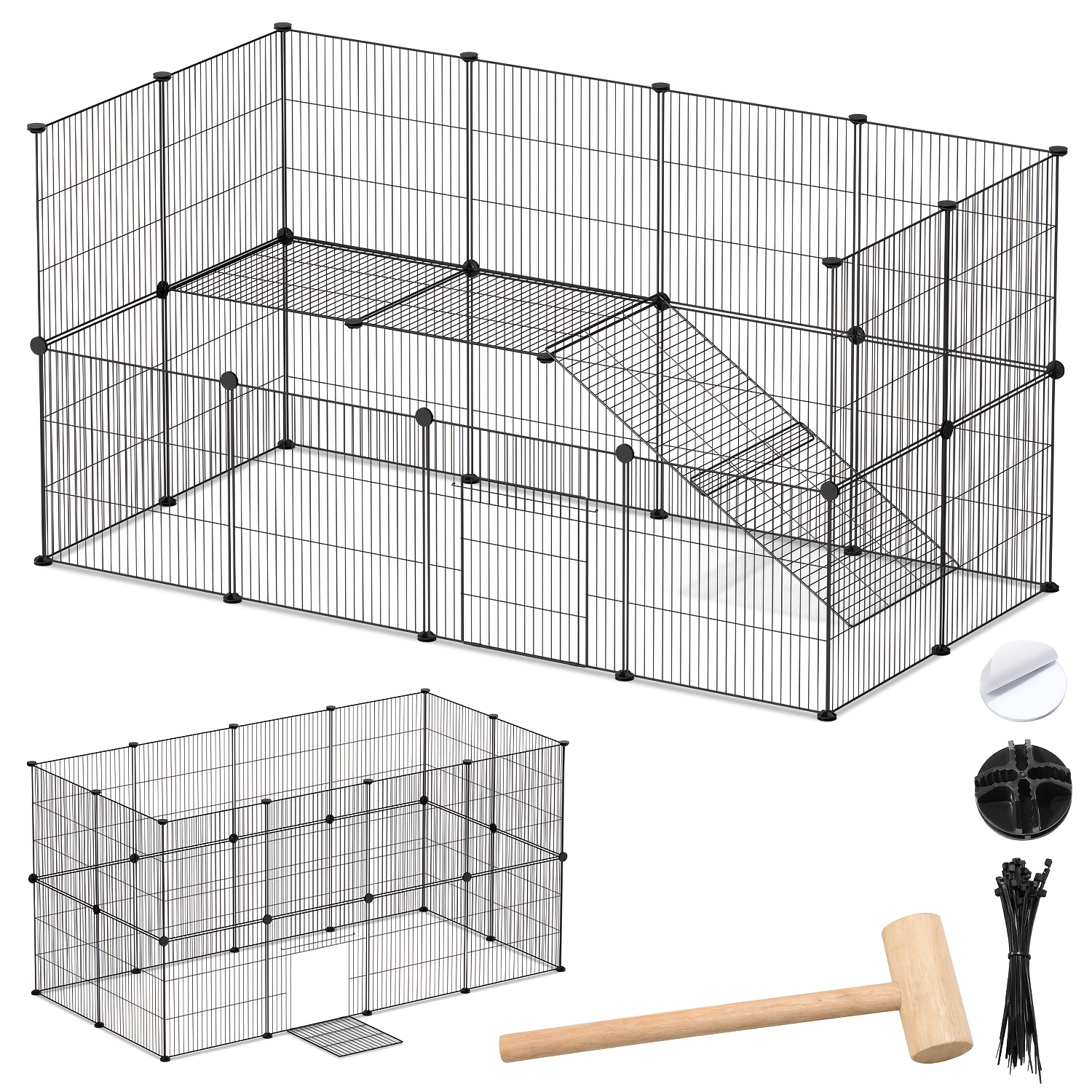TEMU 12/24-panel Fence With Door, Suitable For Indoor And Outdoor Small Pets, Expandable Fence