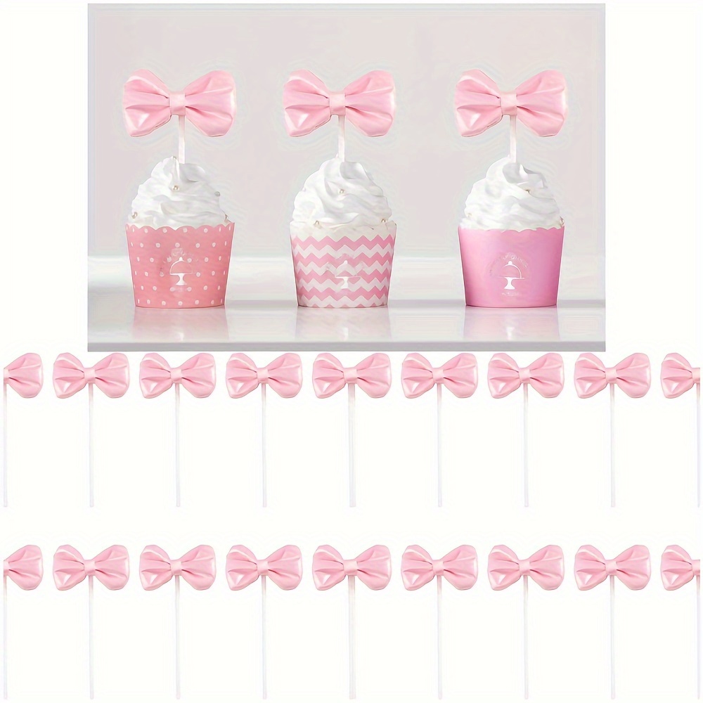 

Pink & Cupcake Toppers - 10/16pcs Set, Showers, Birthdays, Engagements, Weddings & Back-to-school Parties - Elegant & Paper Dessert Picks, No Required