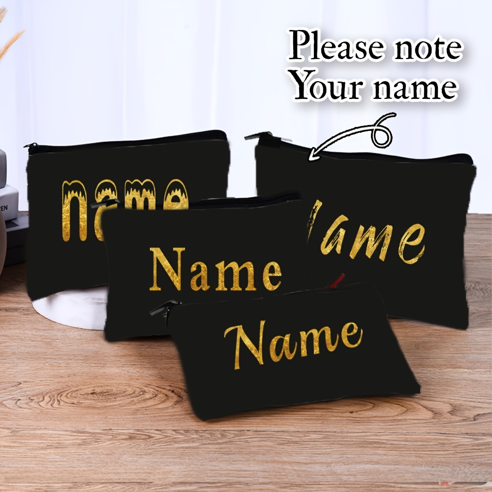 

Personalized Makeup Bag | Custom Name Cosmetic Organizer For Women | Elegant Golden Lettering | Zippered Travel Pouch With Pull | Ideal For Teachers & Bridesmaids | , Non-waterproof, Makeup Travel Bag