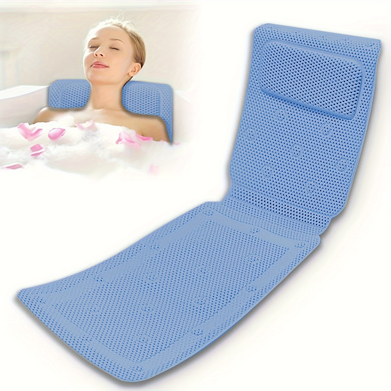 

Full Body Bath Pillow With 30 Non-slip Suction Cups, 3d Air Mesh Technology, Soft Pvc Spa Bathtub Mattress Pad For Head And Neck Rest, Breathable And Comfortable Bath Cushion