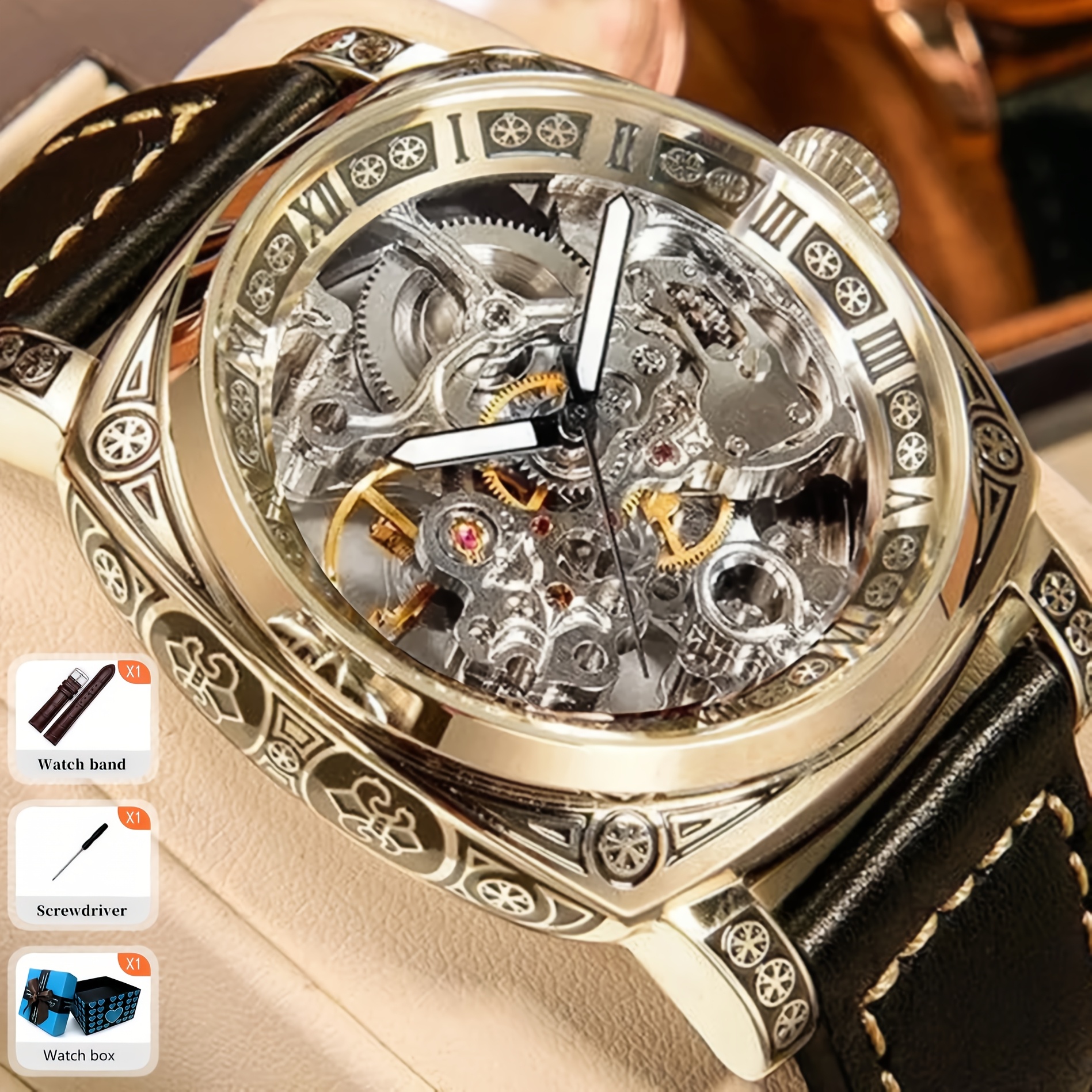 Men's Casual Style Strap Full-Automatic Tourbillon Watch