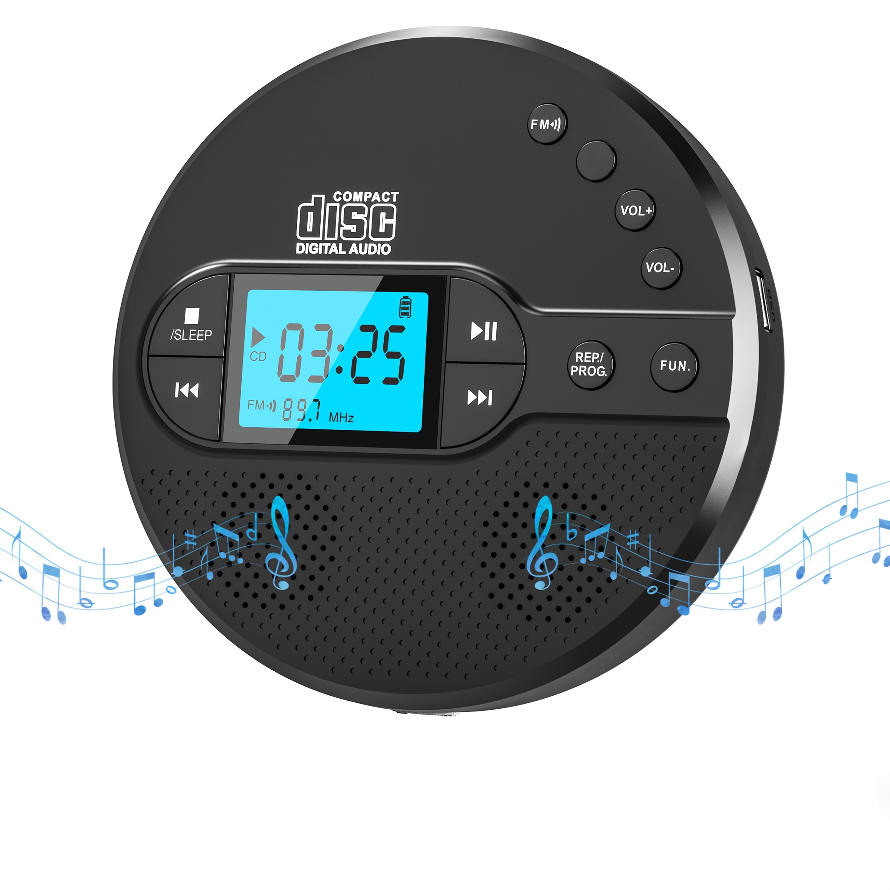 Image of Portable Cd Player, High-quality And Clear Cd Player With Fm Transmitter And Car Speaker, Rechargeable Cd Player With Dual Speaker And Anti-skip Protection, Headphones, Lcd Display 5 Kinds