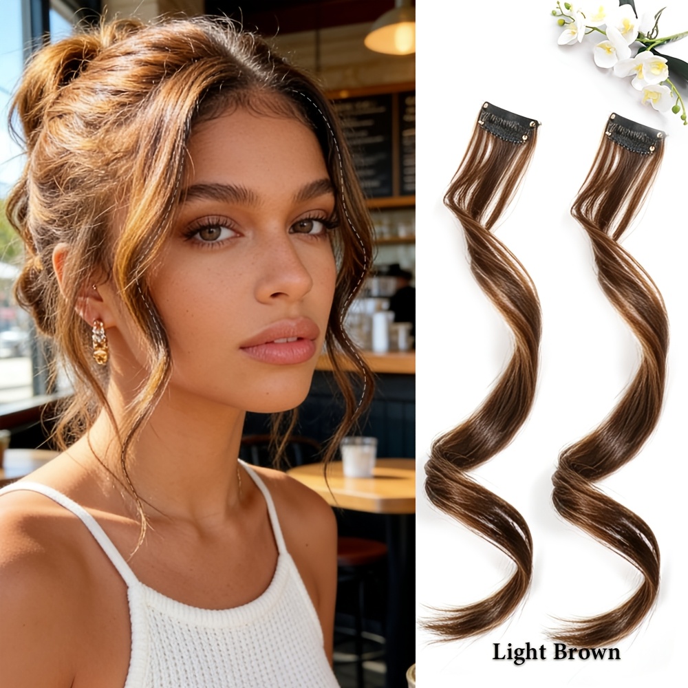 E-shop 2er-Set gebogener Stirnpony – Hitzebeständiges synthetisches Haar-Accessoire, elegante Pony-Frisur, künstliche Stirnpony-Perücke, die einen
