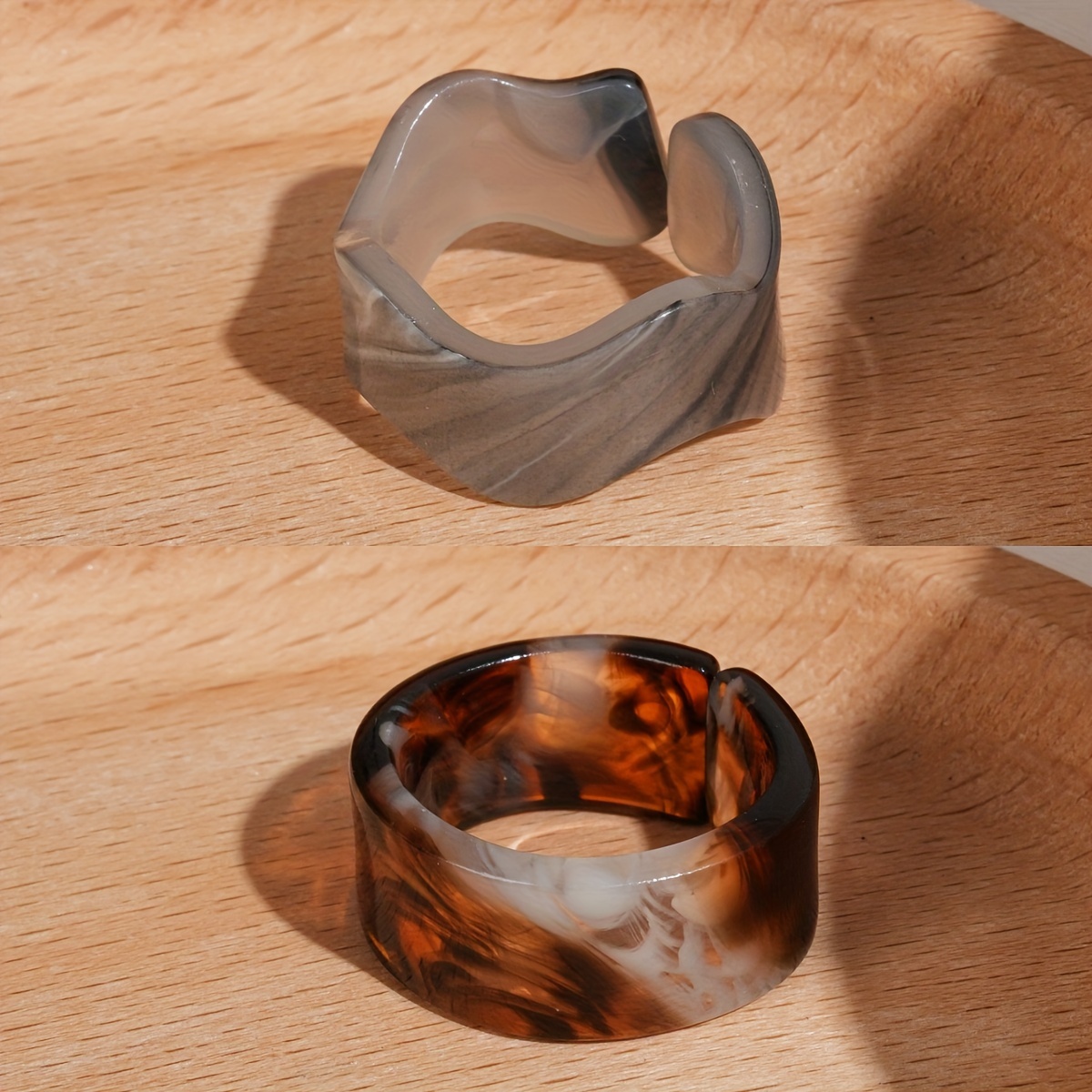 Geometric Resin Open Rings Set + All Match Rings Set