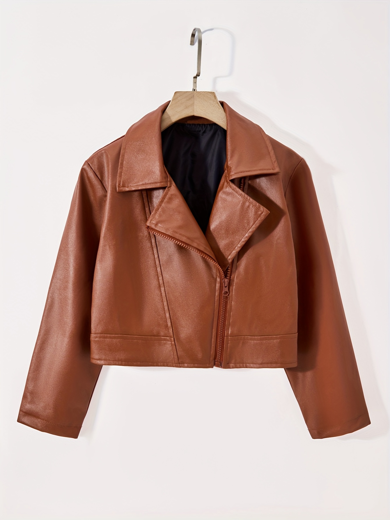 Kaiyei Chaquetas De PU Cuero Sintetico Mujer Slim Fit Talla Grande Cuello Alto Primavera Otoño Manga Larga Elegante Jacket Cortas Cazadora Biker Con Cremalleras Rojo S