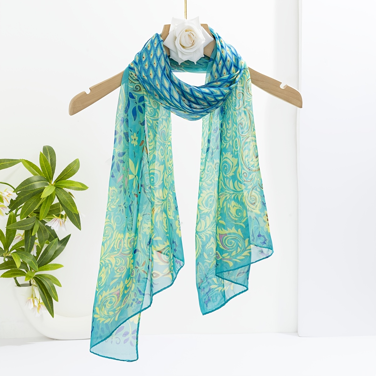 E-shop 1 Stilvoller europäischer Phoenix-Druck-Chiffon-Schal für Damen – Herbstmode Accessoire