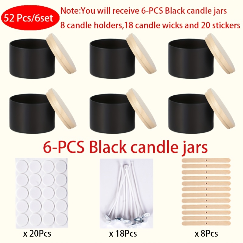 TEMU Ensemble de 52 pots à bougie en métal de qualité supérieure avec kit de fabrication de bougies, de 4 oz, avec couvercle. à bougie vides, 18
