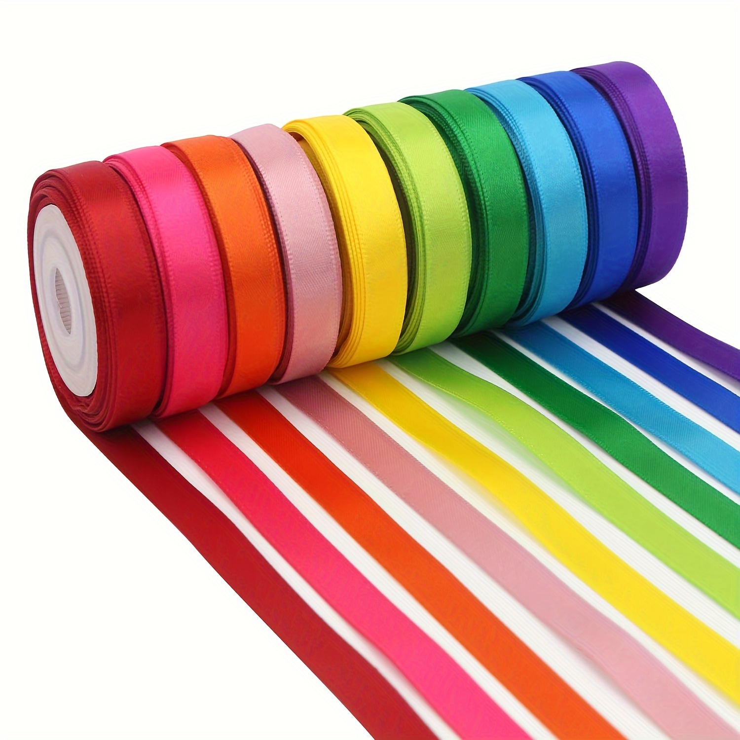 

Buy More Save More! 6/10-piece Vibrant Rainbow Satin Ribbons, 3/8” X 25 Yards Each - Perfect For Gift Wrapping, Birthday & Wedding Decorations, Party Invitations, And Diy Crafts