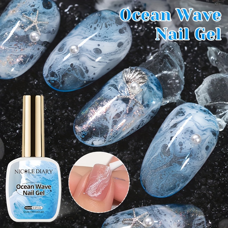 Image of Diary 15ml Ocean Wave Nail Gel Wave Blooming Gel Nail Polish Watercolor Ink Nail Painting Nail Flower Nail Art Design Manicure At Home