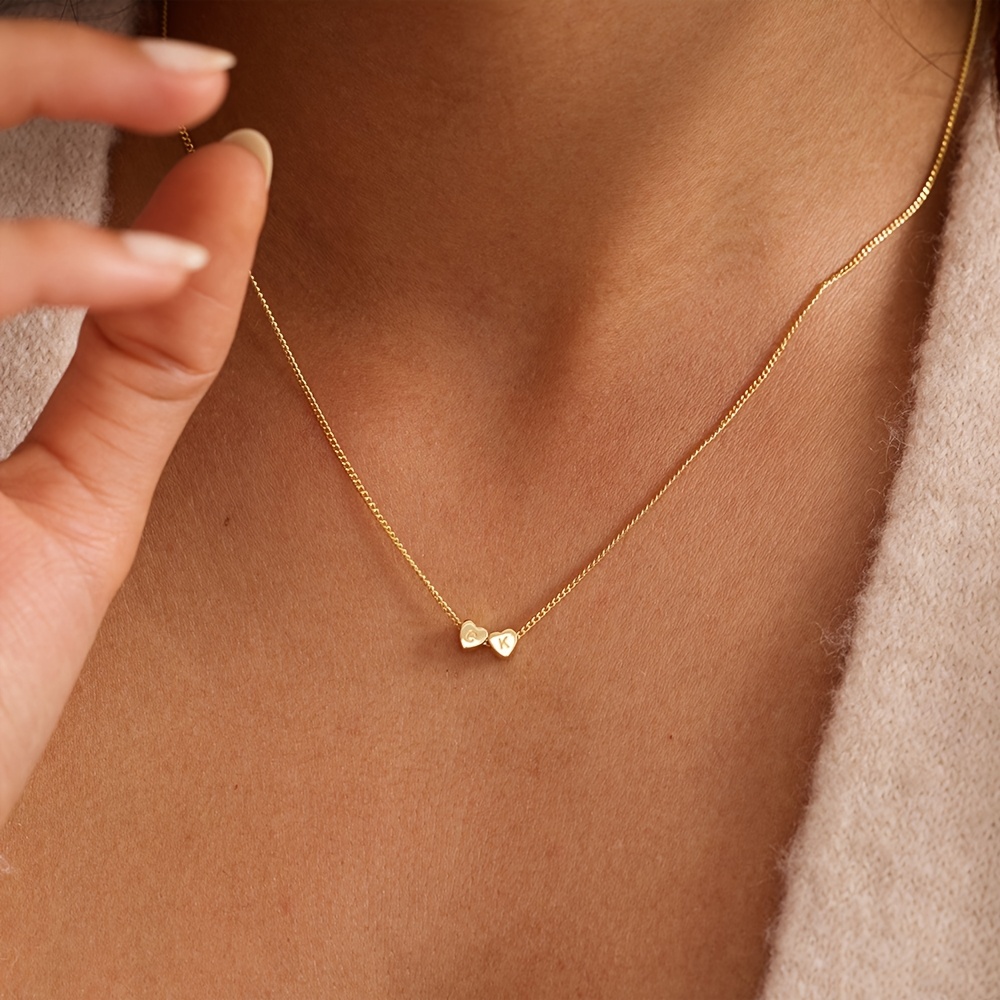 Custom Heart Letter Necklace in Stainless Steel