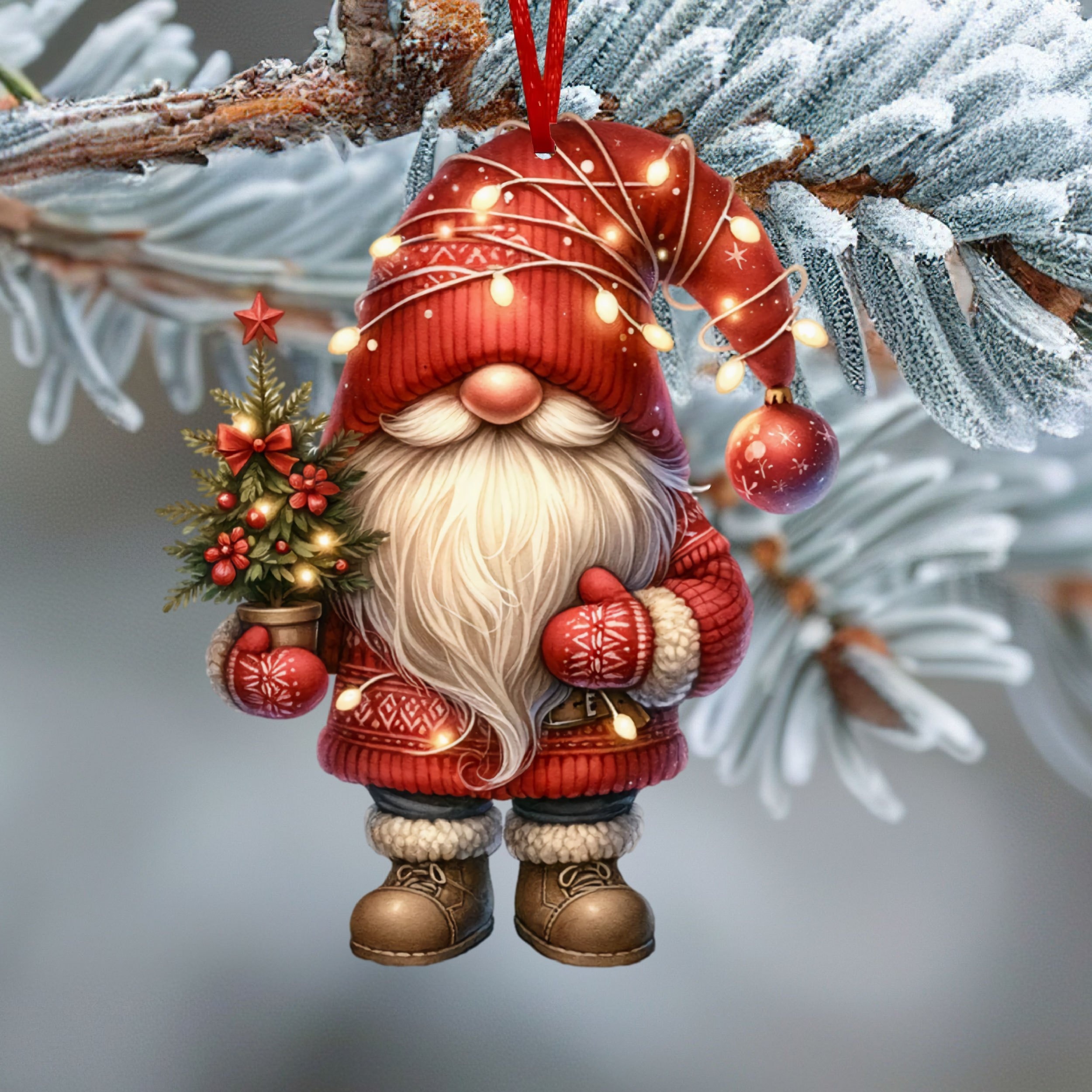 

Acrylic Gnome Christmas Tree Ornament - Non-electric, Featherless Hanging Decoration For , Diy Crafts, Holiday Party Supplies (1pc)