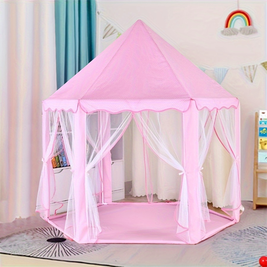 

Girls' Castle Tent - Large Hexagonal Playhouse For Indoor & Outdoor Fun, Durable Polyester With Steel Frame, Ideal For Ages 0-3 | Perfect For Role-playing & Imaginative Play