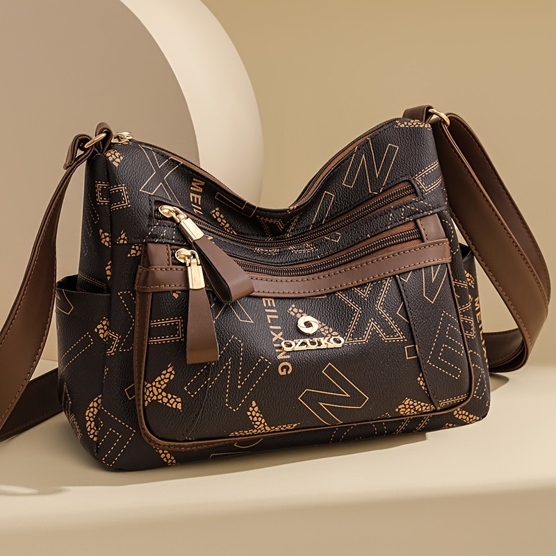 Image of Women' Genuine Texture 2024 New Printed Shoulder Bag Women' Mother Bag Large Capacity Soft Crossbody Bag
