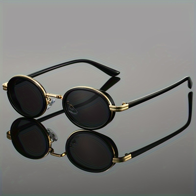 

Lunettes à Monture Métallique pour Femmes, Verres Noirs Vintage Steampunk Élégants, Lunettes à Petite Monture Chic pour les Snap de Rue et les