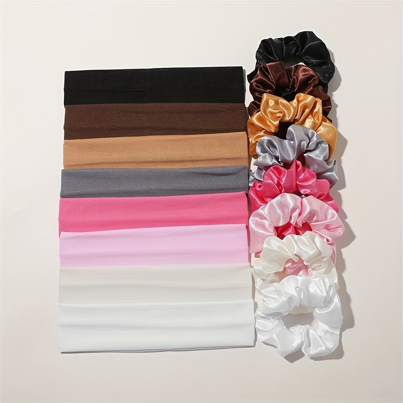 TEMU 16pcs Women's Sports Headbands | Sweat-absorbent Solid Color Hair Ties And Bands Set, Ideal For Daily Wear, Travel, Photography, And Festive Occasions
