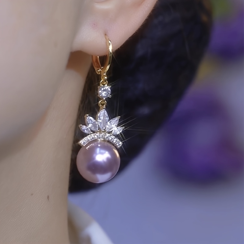 

Elegant Crown Pearl Earrings, Fashion Alloy With Copper Ear Needle, Sparkling Unique Temperament Ear Jewelry, Valentine's Day, , Mardi Gras Gift