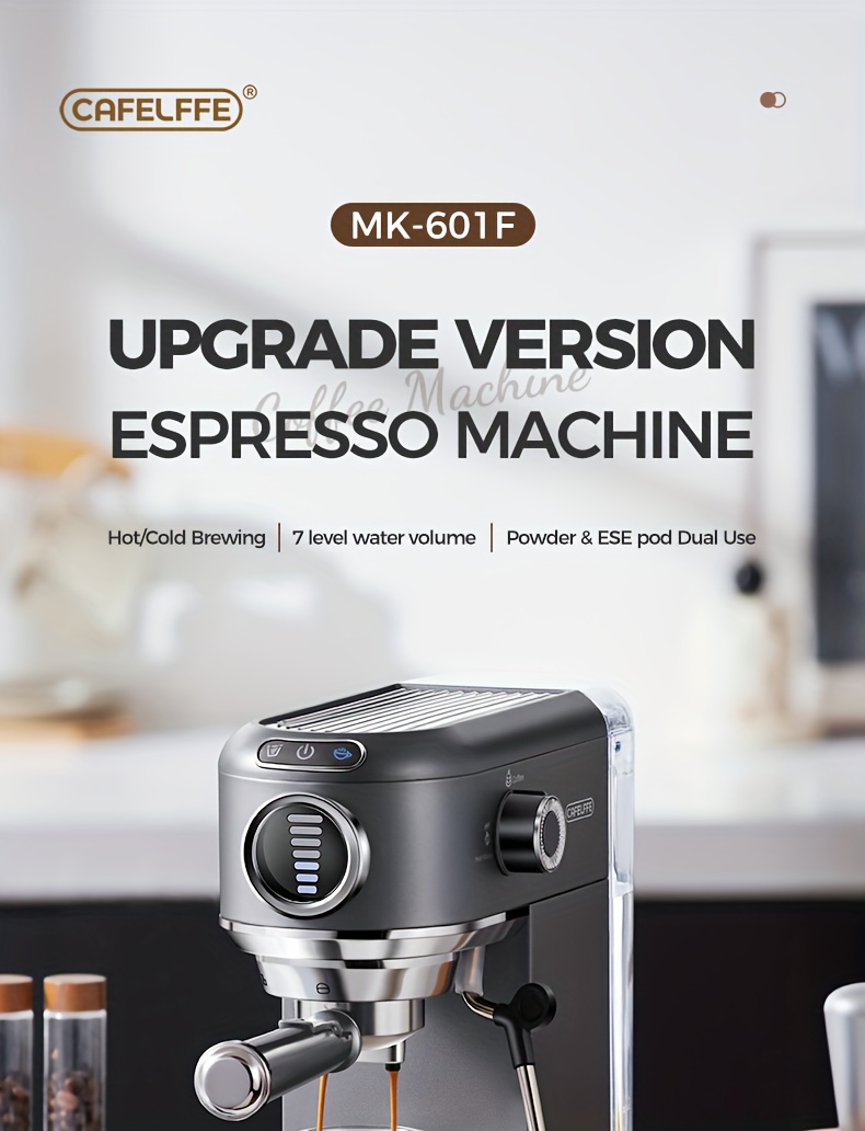  premium semi automatic espresso machine stainless steel latte cappuccino maker with built in milk frother and steam wand easy clean resistant compatible with ground coffee ese pods includes warmer cup 1l detachable tank perfect for home office parties gifting details 0