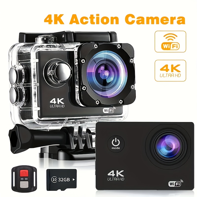 câmera 4k ultra hd com wifi, tela de 2,0 polegadas, gravação em loop, bateria recarregável, , mp4, para , ciclismo, caminhada e surf | cartão de memória 32gb | dispositivo portátil compacto design desempenho lente qualidade extremos entusiastas da detalhes 3