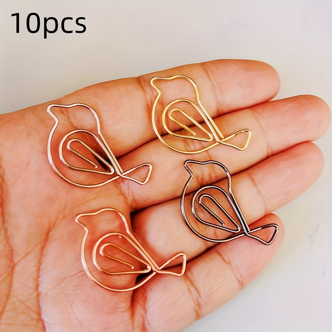 10pcs/20/50pcs Bird Magpie-shaped Paper Clips Iron Metal Paper Clips Bookmark Great For Office Supplies, Collector, Gift