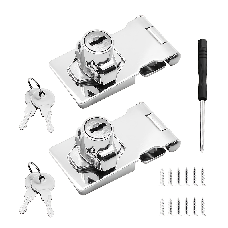TEMU 2 Sets Heavy-duty Metal Furniture Latch Door Locks, Thickened Office Desk File Cabinet Locks With Keys And Anti-theft Lock Cylinders, Including