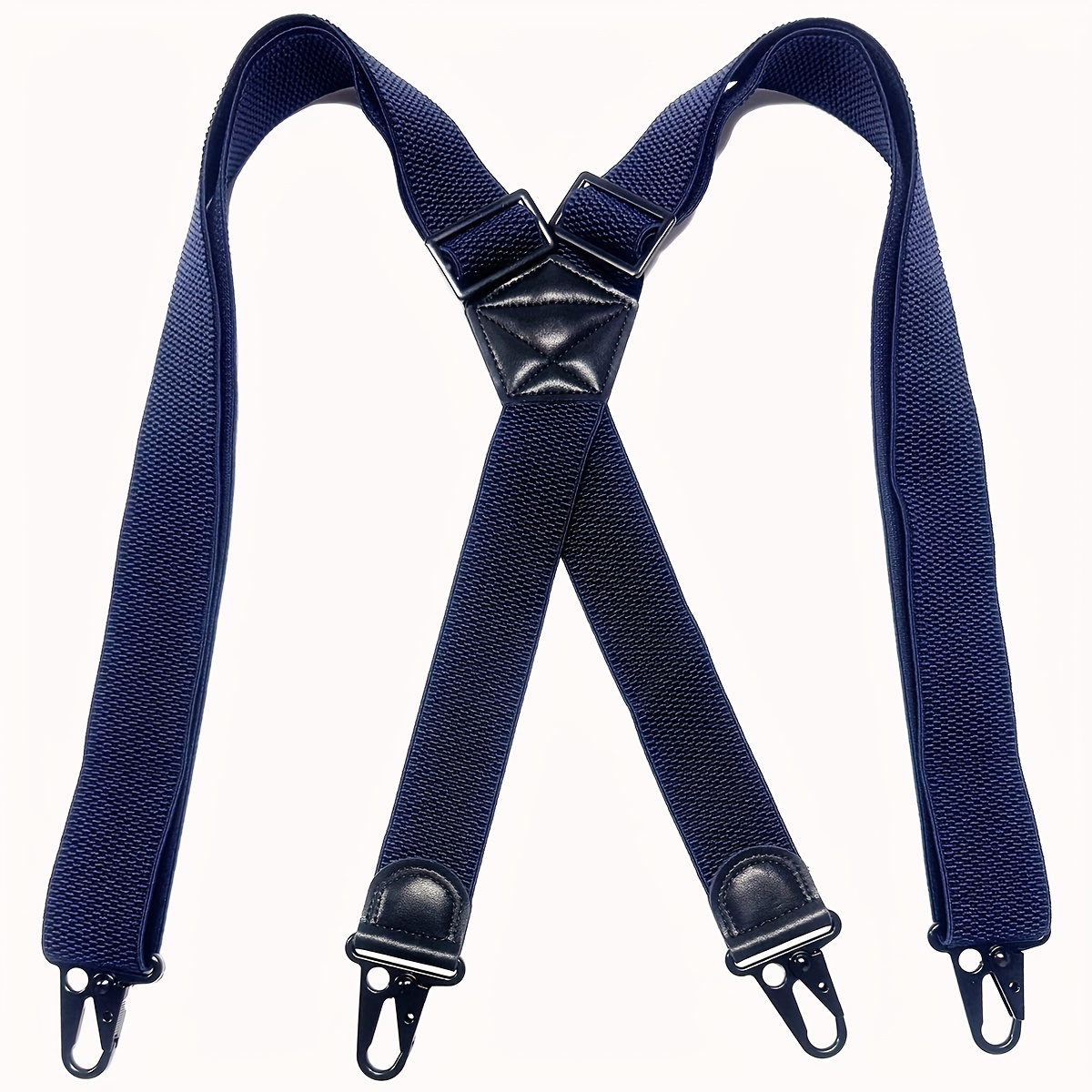 2pcs 50mm Wide Suspenders, Extra Heavy Duty Men's Braces With 4 Metal Clips, Fully Adjustable Elastic Trouser Suspenders For Wedding, Band, Work, Daily Wear - Black