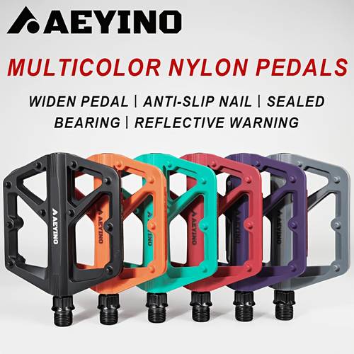 aeyino bike widen flat pedals anti slip bicycle pedals nylon ultralight platform pedals du bearing cycling parts