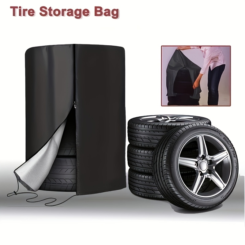 

Waterproof Polyester Tire Storage Bag - 4-tire Seasonal Cover, Dust-proof Protection For Up To 28" Tires