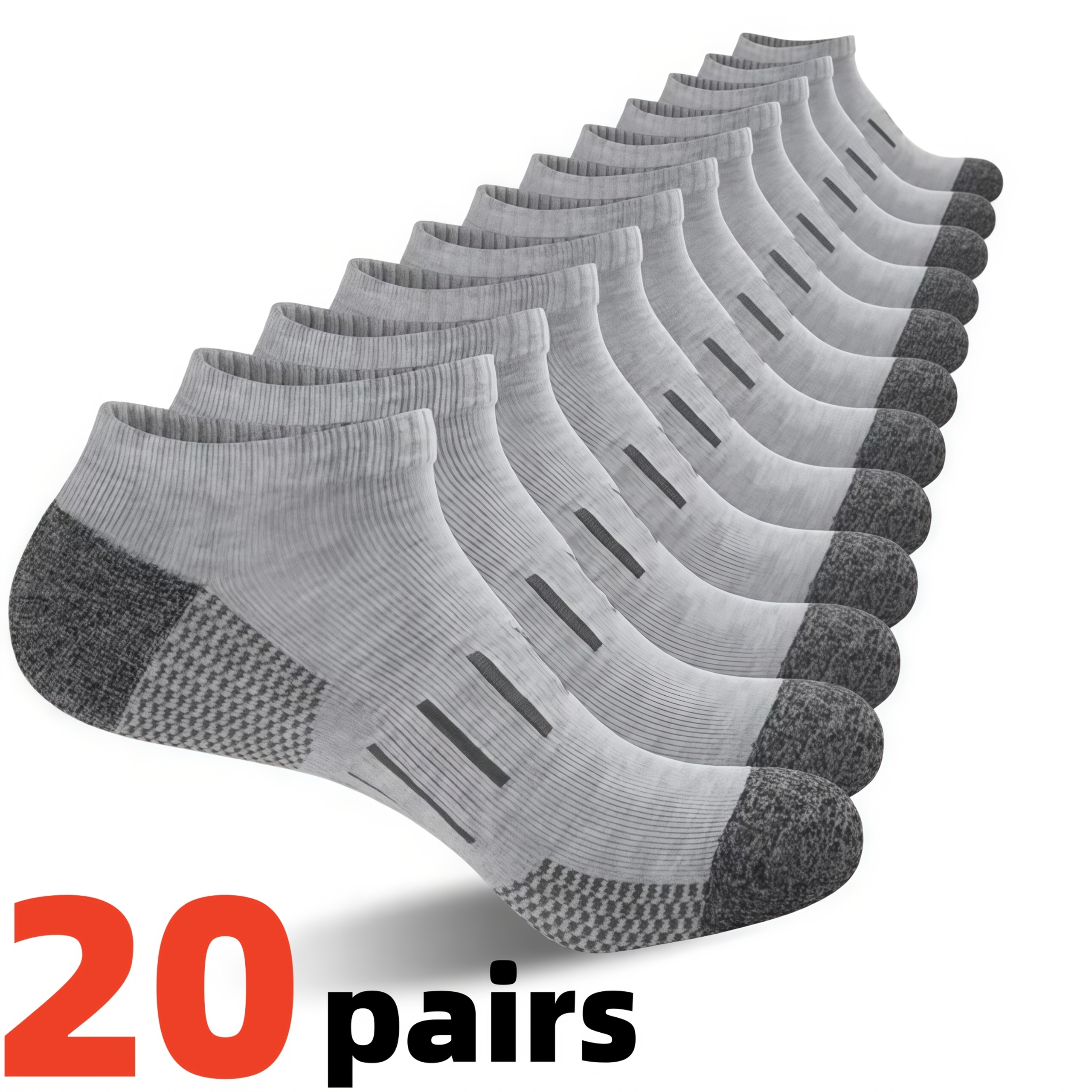 TEMU 20 Pairs Of Men's Sports Socks, Breathable And Sweat-absorbent, Suitable For , Business Socks, Men's Crew Socks, Outdoor Casual Sports Socks,
