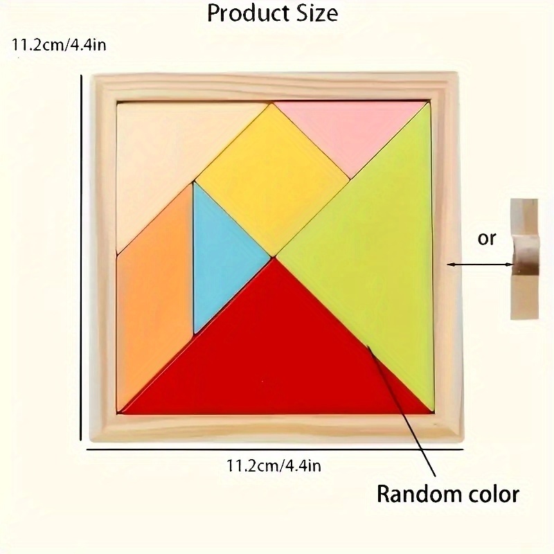 1pc Travel Tangram Puzzle - Block Book Road Trip Game Puzzle Shape Game, Iq Educational Toy Gift Brainteaser, Random Color