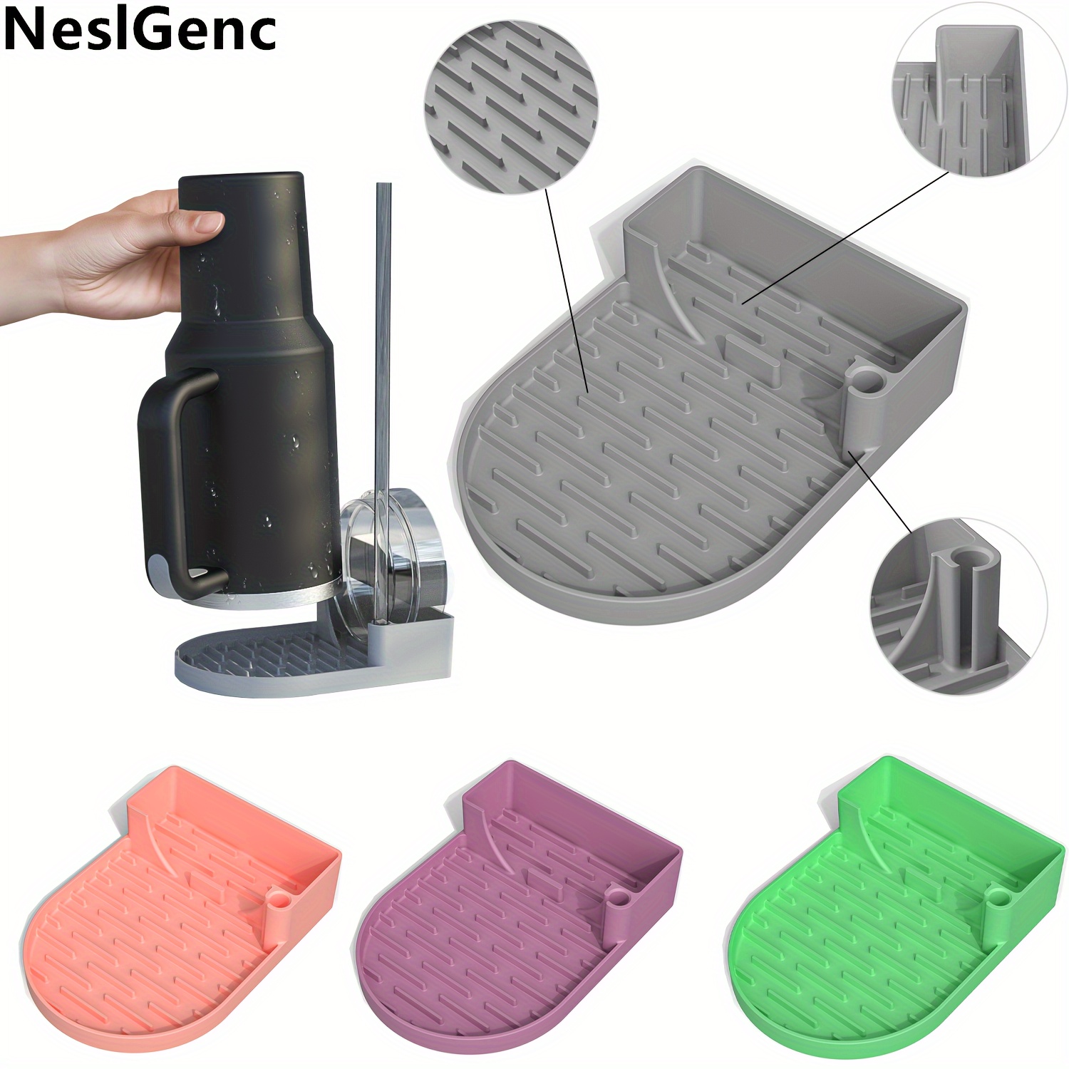 

Neslgenc Silicone Drying Rack For Sports Water Cup Accessories - Quick Dry, Non-slip, Durable Drainer For Glassware, Cups, And Mugs, Easy-to-clean Drain Tray