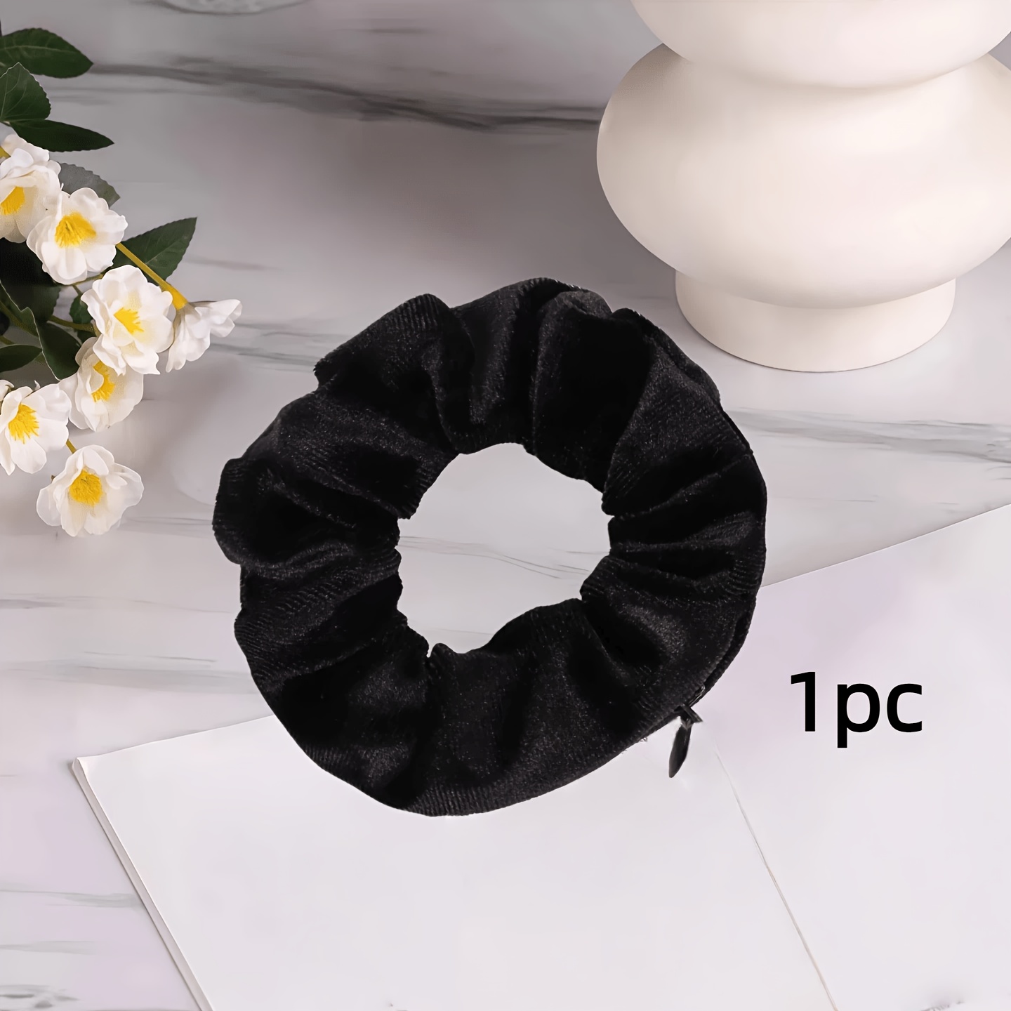 E-shop ., modisches Haargummi-Stirnband, Samt-Scrunchie mit Reißverschluss, elastisches Stirnband mit Fach zur Aufbewahrung von Geld Gegenständen, kann