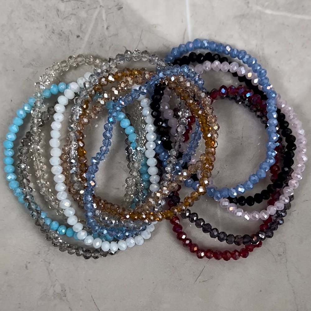 TEMU 13pcs Crystal Stackable Stretch Bracelet, Minimalist Bracelet, Sparkle Single Strand Stretch Bracelet, Daily Wear For , Gift For Women, Family