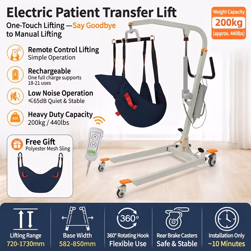 portable full body transfer lift q2 electric folding lift with sling home care elderly assist easy disassemble 440lbs weight bearing Product details 1