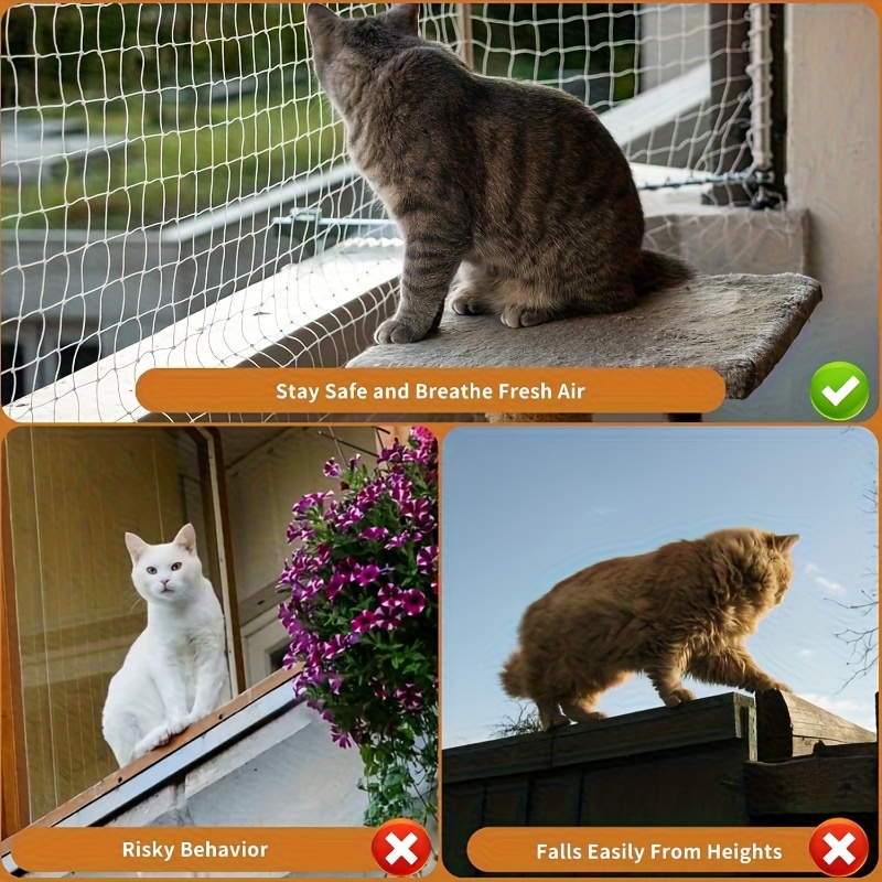 cat balcony safety net durable nylon mesh multiple entrance Temu