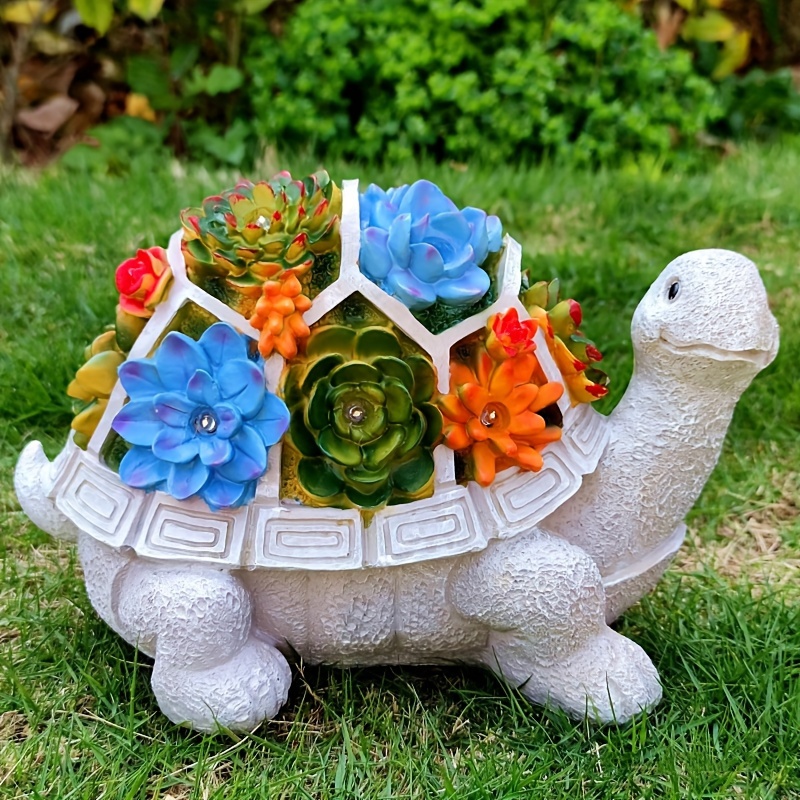 

Solar-powered Succulent Turtle Garden Light - Resin Craft Outdoor Lawn & Yard Decor, Nickel Battery Included