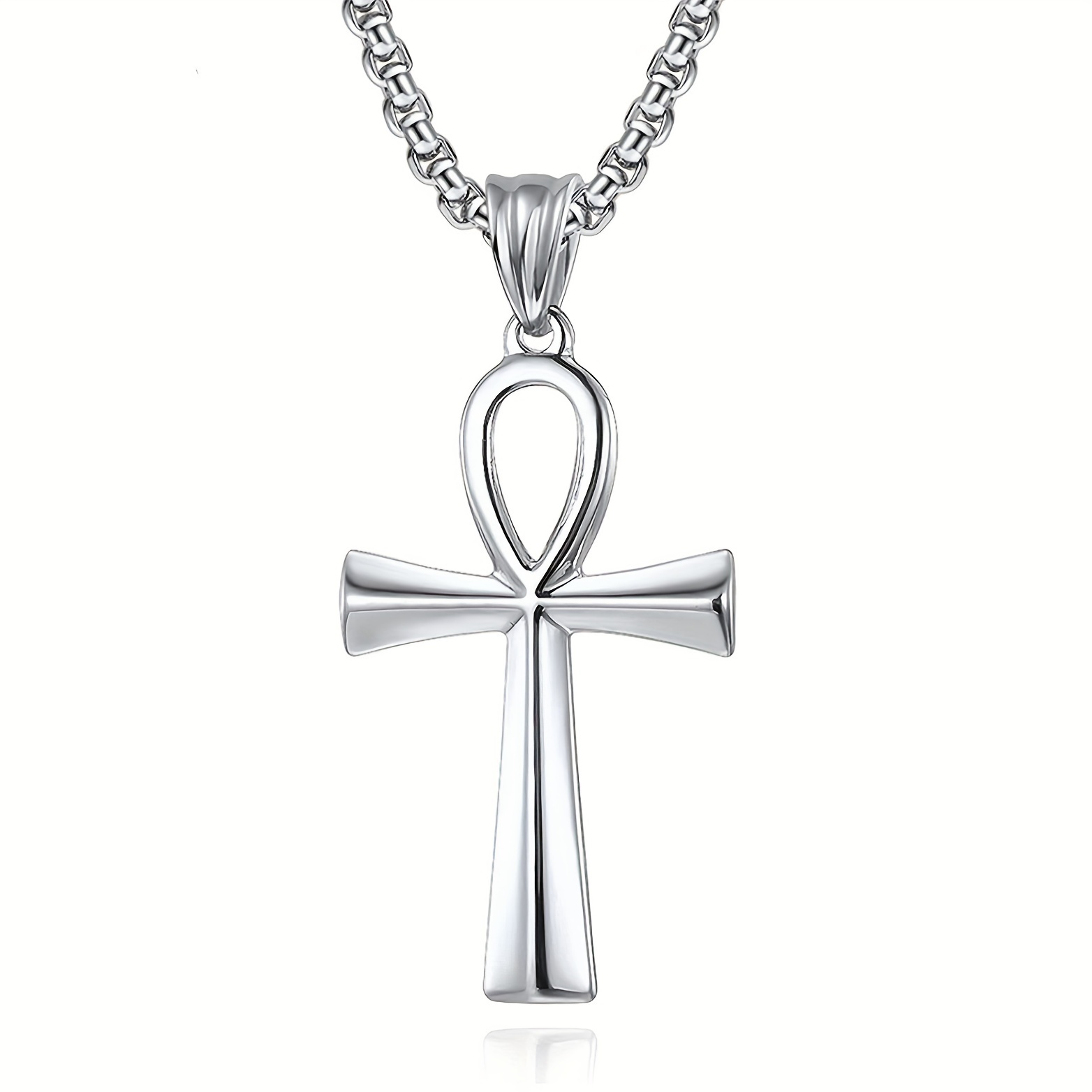 Image of 1pc Christian Ankh Necklace, Christian Ankh Cross Pendant Necklace, Ankh Necklace, Christmas Gift, Present, Souvenir