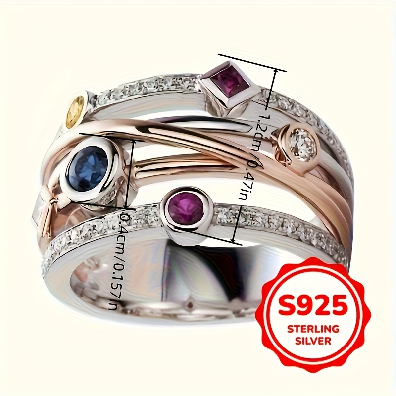Women's Multi-layer Two-tone S925 Sterling Silvery Ring